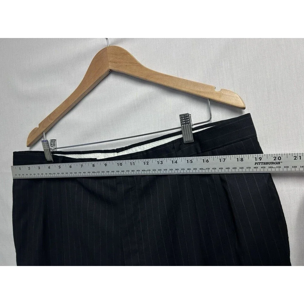 Austin Reed Black Pinstripe Suit Bespoke Mens 48 L Pants 38/32 Pleated Cuffed